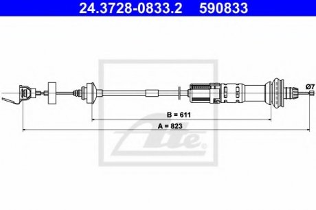 Трос, управление сцеплением ATE 24.3728-0833.2