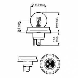 Автомобильная лампа: 12 [В] R2 Vision 45/40W цоколь P45T-41 Blister Philips 5543930 (фото 1)