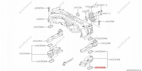 Прокладка впускного коллектора Subaru 14035AA630