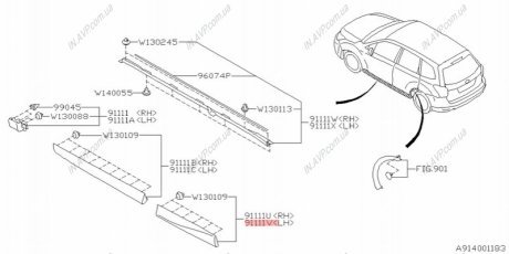 Накладка панели задней двери Subaru 91112SG152