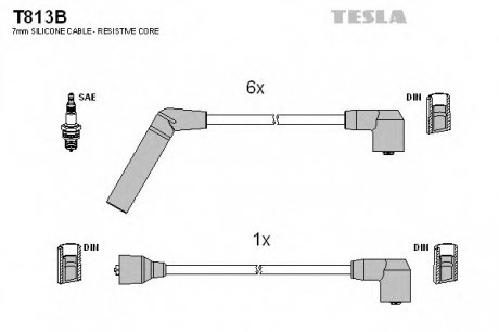 Комплект проводов зажигания TESLA T813B (фото 1)