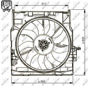 Вентилятор радиатора (с корпусом) BMW X5 (E70), X6 (E71, E72) 3.0/3.0D 02.07-06.14 NRF 47734