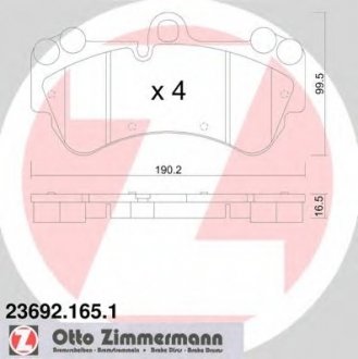 Комплект тормозных колодок, дисковый тормоз ZIMMERMANN 23692.165.1 (фото 1)