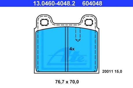 Комплект тормозных колодок, дисковый тормоз ATE 13.0460-4048.2