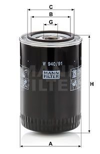 Фільтр масляний MANN-FILTER W940/91