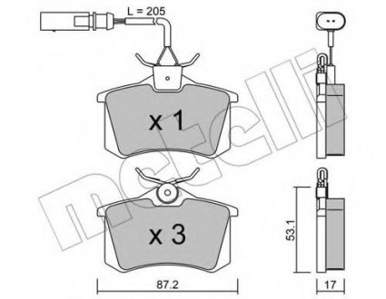 Комплект тормозных колодок, дисковый тормоз Metelli 2201003 (фото 1)