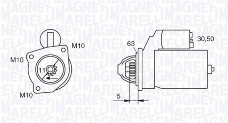 Rozrusznik FORD/VOLVO 2.0TDCi 2.2kW Magneti Marelli 063721377010