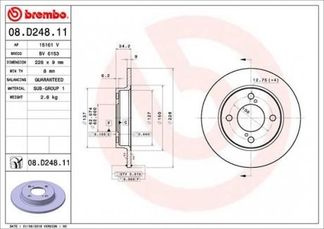 Гальмівний диск Brembo 08.D248.11