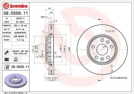 Тормозные диски BRE Brembo 09.D509.11