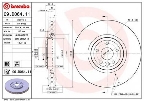 Тормозные диски Brembo 09.D064.11 (фото 1)