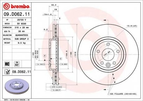 Гальмівний диск Brembo 09.D062.11