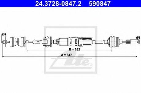 Трос, управление сцеплением ATE 24.3728-0847.2