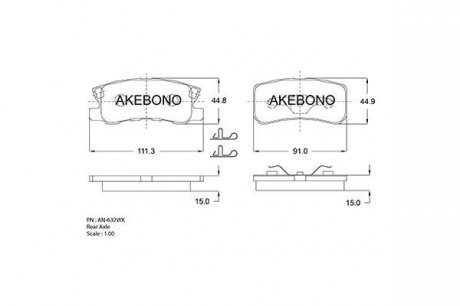 Комплект тормозных колодок AKEBONO AN632WK