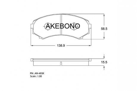 Комплект тормозных колодок AKEBONO AN493K
