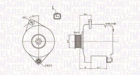 ALTERNATOR 12V RENAULT CLIO II/KANGOO EXPRESS 1.9 D 97 -> SZT Magneti Marelli 063731444010