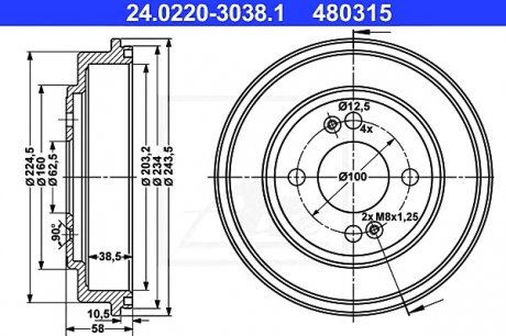 Тормозной барабан ATE 24.0220-3038.1