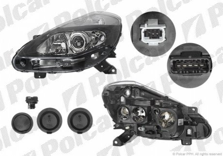 Фара основна CLIO III (R0/1), 09- POLCAR 6064107E