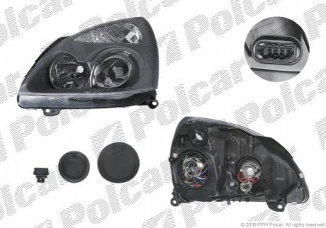 Фара основна, RENAULT CLIO II, 01- POLCAR 6016095E