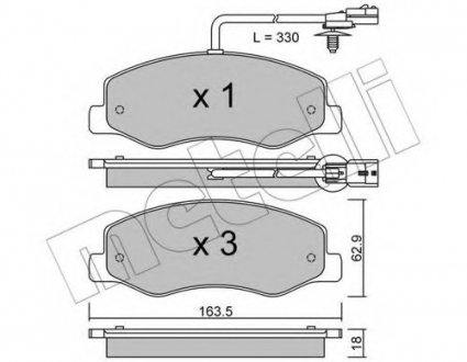 Комплект тормозных колодок, дисковый тормоз Metelli 2209000
