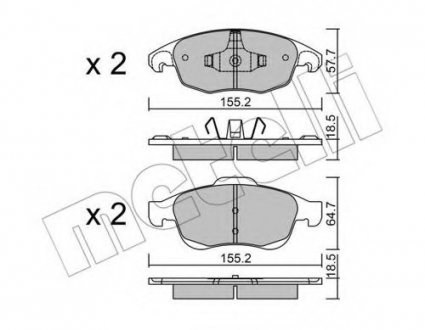 Комплект тормозных колодок, дисковый тормоз Metelli 2208000