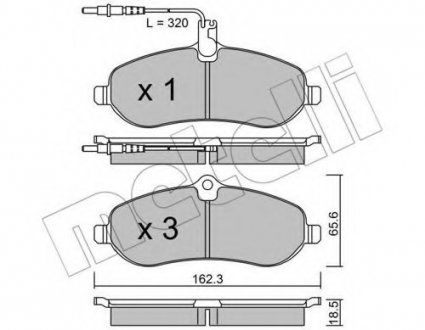 Комплект тормозных колодок, дисковый тормоз Metelli 2207070 (фото 1)