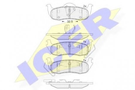 Комплект тормозных колодок, дисковый тормоз ICER ICER Brakes 181766