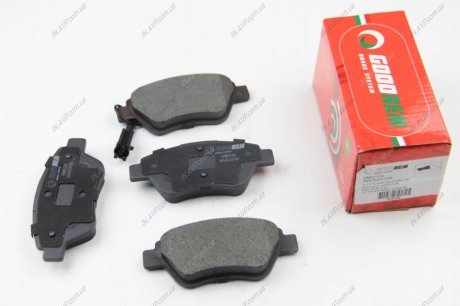 Тормозные колодки перед. Doblo 01- (Bosch) (122.8x53.6) с датчиком GOODREM RM0154