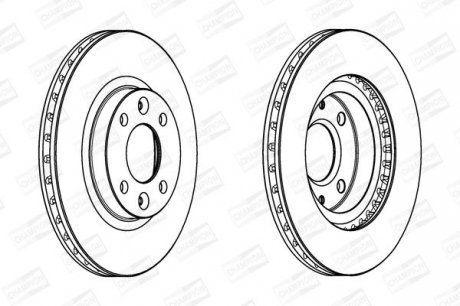 Гальмівний диск перед. Clio/Fortwo/Logan/Sandero/Symbol (12-21) компл. 2шт Champion 562960CH
