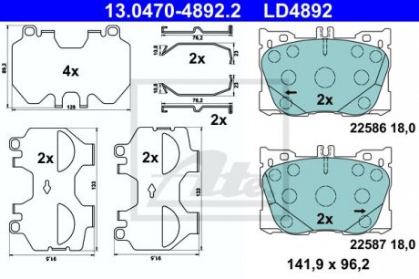 Klocki hamulcowe 704892 ATE 13.0470-4892.2