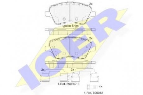 Комплект тормозных колодок, дисковый тормоз ICER Brakes 182108 (фото 1)