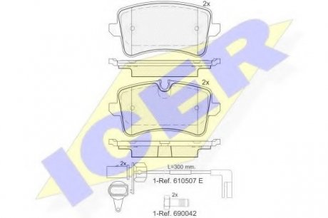 Комплект тормозных колодок, дисковый тормоз ICER Brakes 181986 (фото 1)