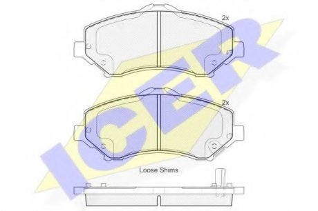 Комплект тормозных колодок, дисковый тормоз ICER Brakes 181908 (фото 1)