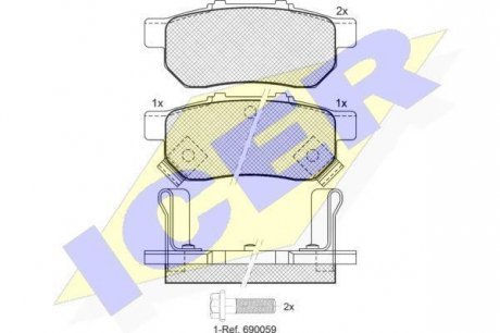 Комплект тормозных колодок, дисковый тормоз ICER Brakes 181024 (фото 1)