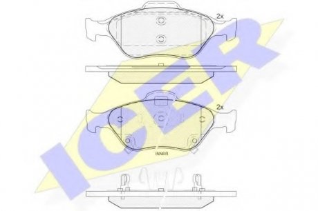 Комплект гальмівних колодок (дискових) ICER ICER Brakes 181877