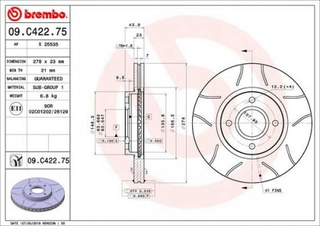 Тормозные диски BRE Brembo 09.C422.75