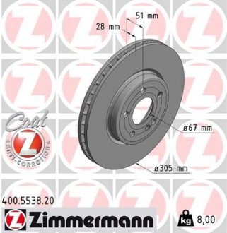 TARCZA HAMULC. MERCEDES W177 A-KLASA 18- PRZУD ZIMMERMANN 400.5538.20