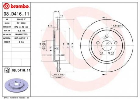 Гальмівний диск Brembo 08.D416.11 (фото 1)