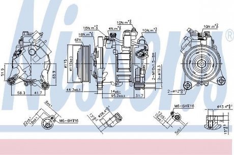 Kompresor klimatyzacji BMW 1 (F20), 1 (F21), 2 (F22, F87), 2 (F23), 3 (F30, F80), 3 (F31), 3 GRAN TURISMO (F34), 4 (F32, F82), 4 GRAN COUPE (F36) 1.6D-3.0D 12.10- NISSENS Nissens A/S 890397