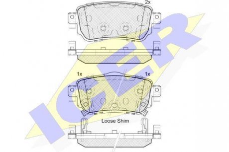 Комплект тормозных колодок, дисковый тормоз ICER Brakes 182188 (фото 1)
