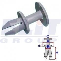 Дюбель багажника (к-т:10 шт) размер:A = 15,3mm/B = 7,7mm/C = 17mm/d = 2,2mm/H = 13,3mm ELIT R A82006