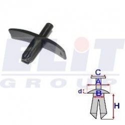 Дюбель уплотнителя (к-т:10 шт) размер:A= 24,5mm/B= 4,4mm/C= 3,1mm/d= 1,7mm/H= 9,9mm ELIT R B25692 (фото 1)