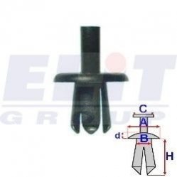 Дюбель салона (к-т:25 шт) размер:A = 15mm/B = 7,4mm/C = 3,8mm/d = 2,9mm/H = 9,8mm ELIT R 20223