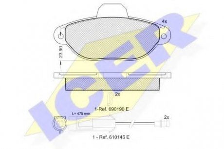 Комплект тормозных колодок, дисковый тормоз ICER ICER Brakes 180953