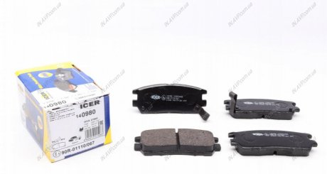 Комплект тормозных колодок, дисковый тормоз ICER Brakes 140980 (фото 1)