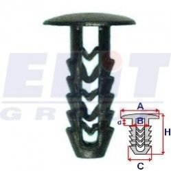 Клипса багажника (к-т:25 шт) размер:A = 14,9mm/B = 6,4mm/C = 7,9mm/d = 6mm/H = 25,4mm ELIT R 10073
