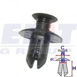 Дюбель подкрылков (к-т:10 шт) размер:A = 17,9mm/B = 7,9mm/C = 10,7mm/d = 2,7mm/H = 12,9mm ELIT R B25578