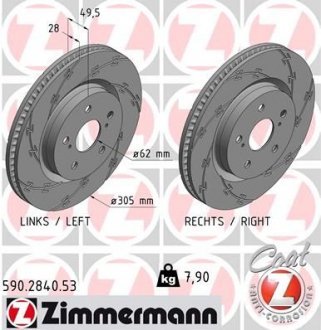 TARCZA HAMULC. TOYOTA CAMRY 17- PRZÓD ZIMMERMANN 590284053