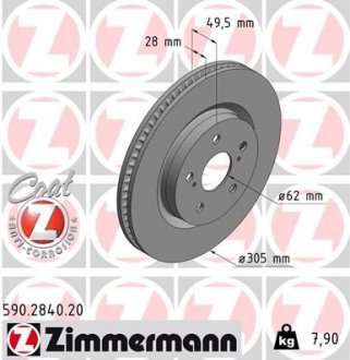 Диск гальмівний 590.2840.20 ZIMMERMANN 590284020