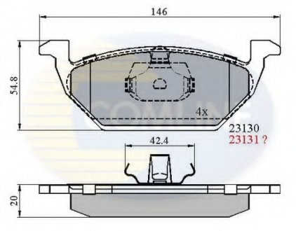 Комплект тормозных колодок, дисковый тормоз COMLINE CBP0737 (фото 1)