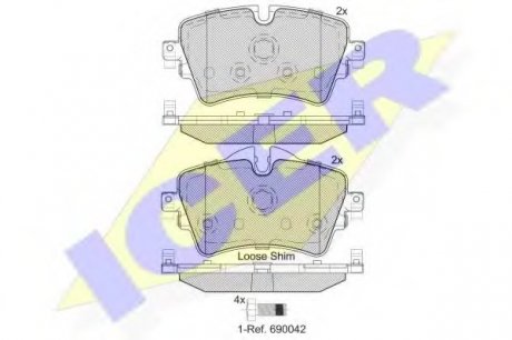 Комплект тормозных колодок, дисковый тормоз ICER Brakes 182211 (фото 1)